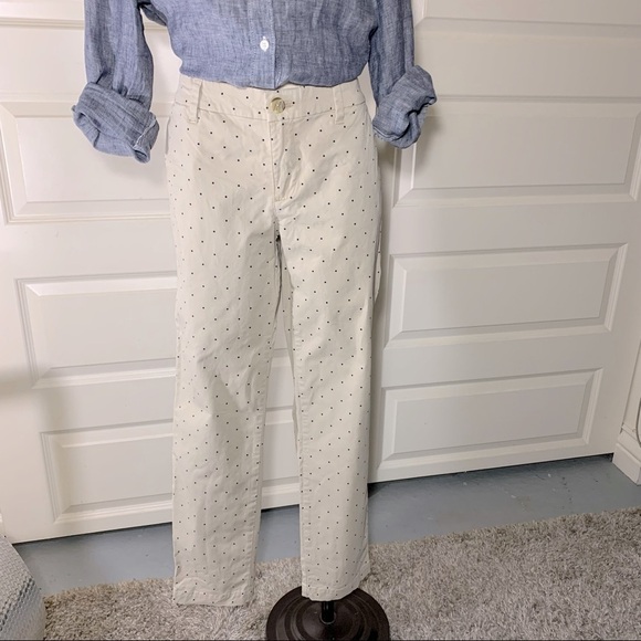 Tommy Hilfiger Ankle Pant Sz 6 Beige/Tan Blue dot Stretch Denim Style Preppy - Picture 14 of 14